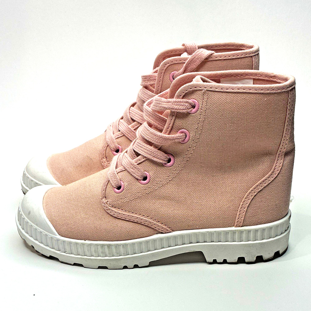 SO Sanctuary of Style Girls Pink Canvas High Top Sneakers Boots US 3 Lace Up